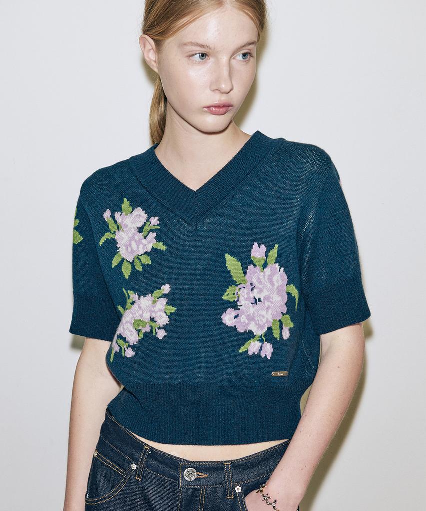 SINOON Flower Half Pullover (Navy)