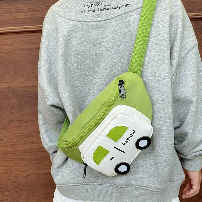 Adorable Cartoon Car Children's Chest Bag Lightweight Nylon Snack Pouch For Kids