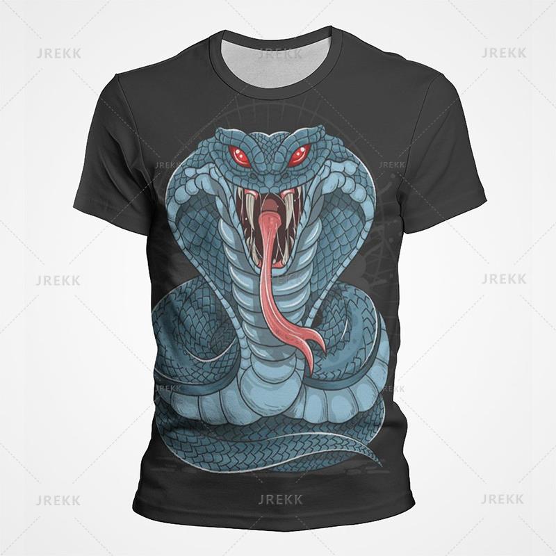 New Summer Snake Graphic Pop T Shirts For Men 3D Horror Animal Printed Tee Shirt Kid Fashion Cool Streetwear Clothes O-neck Tops