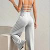 Women's Casual Halter Jumpsuit Spring and Summer Daily Solid Slim-Fit Backless Sleeveless Jumpsuit Lady's Floor-Length Trousers
