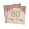 20pcs Pieces/pack, 40, 50, 60, 70 Year Old Rose Gold Diamond Printed Happy Birthday Napkins, Birthday Party Table Decorations