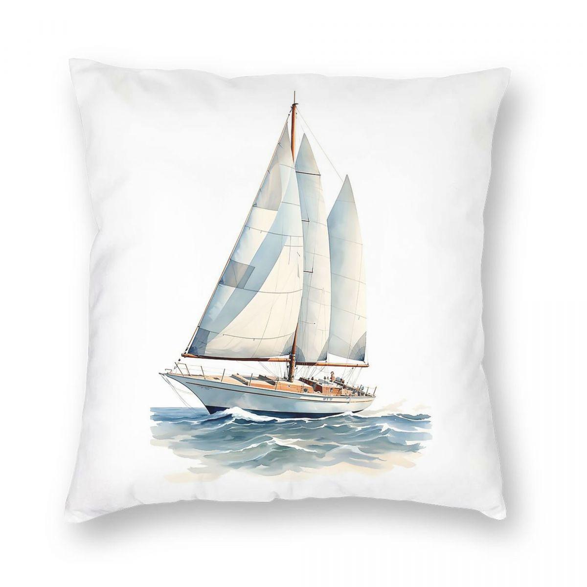 Elegance In Simplicity Sailboat Pillowcase Polyester Linen Velvet Printed Decorative Throw Pillow Case Sofa Cushion Wholesale 30x30cm