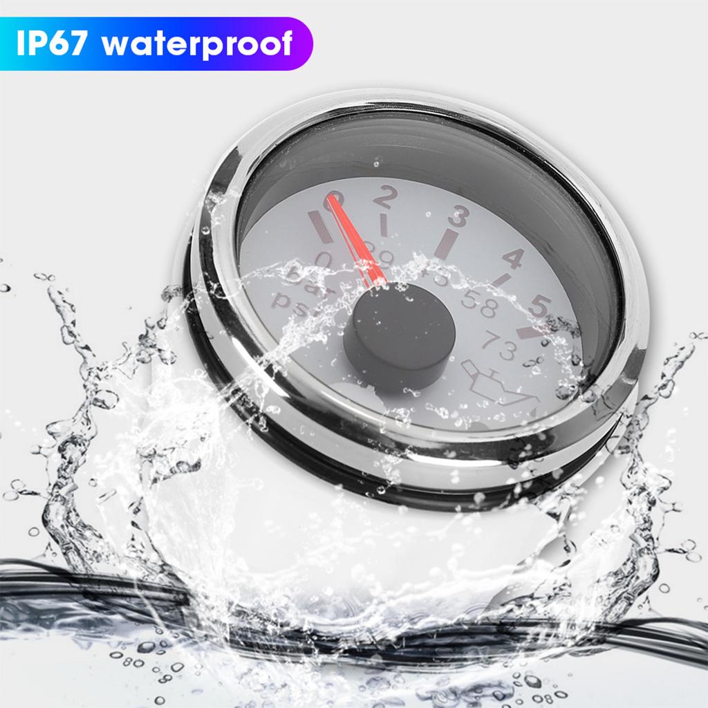 52MMCelsius2in IP67 Oil Pressure Gauge 0‑5BAR 0‑73PSI Meter with Smart Alarm for CarsCelsiusYachtsCelsiusBoats