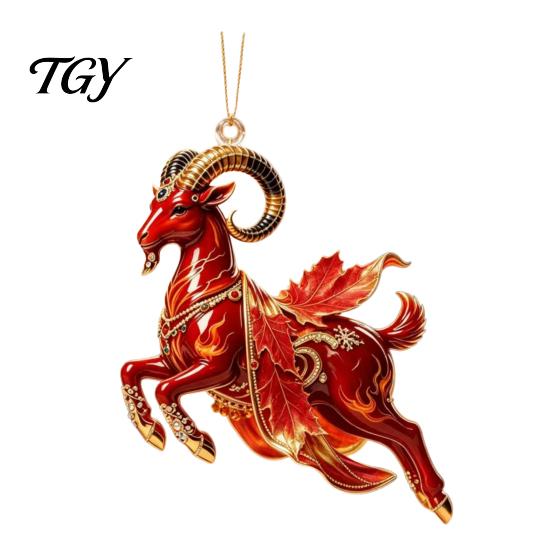 Lightweight Acrylic Hanging Pendants Galloping Goat Ornament, 2D Flat Pendant, New Year Festive Pendant Decorations Decoration for Christmas