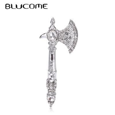 Creative Ax Shape Brooch Enamel Silver Color Jewelry Women Girl Apparel Scarf Hat Bag Pin Accessories