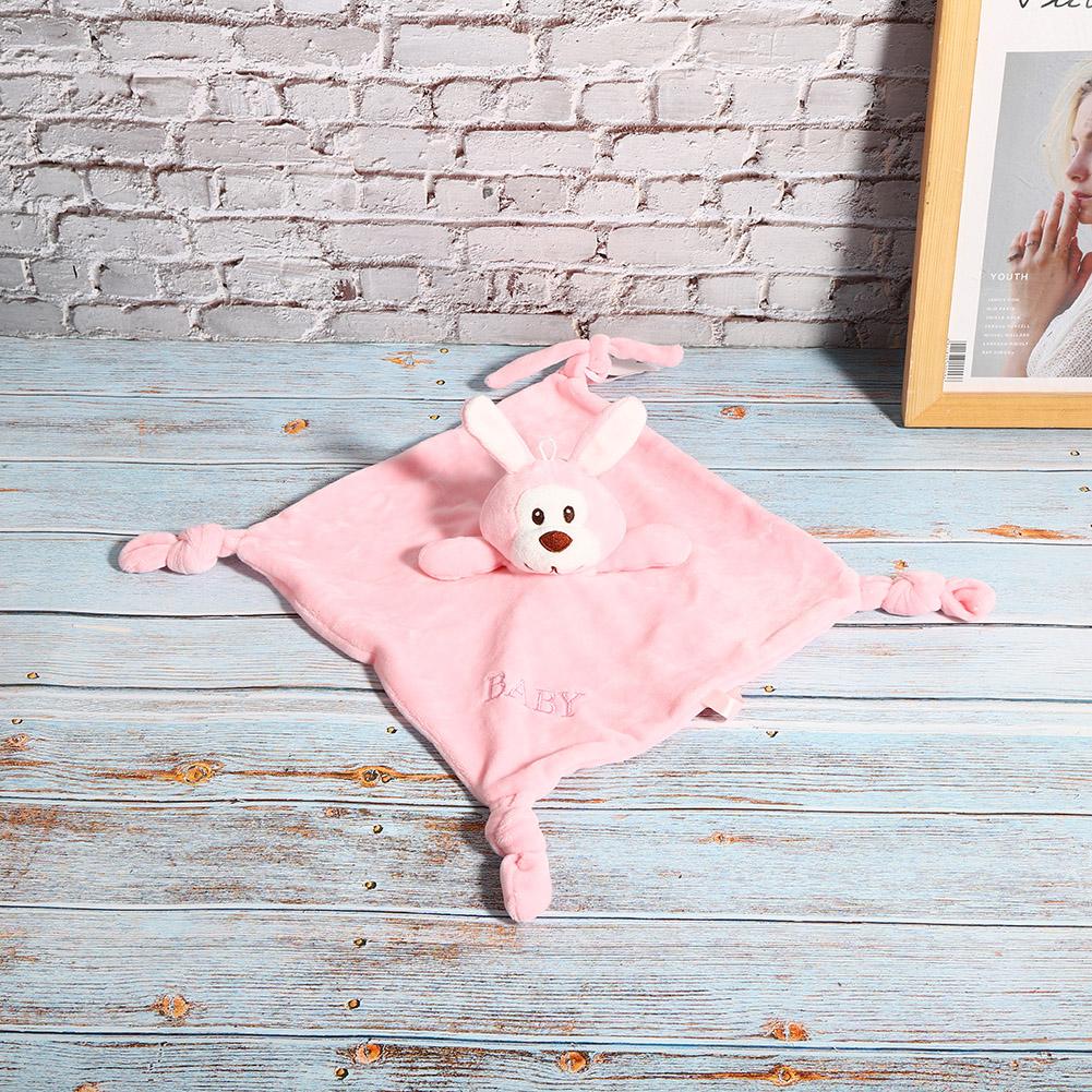 Newborn Comforter Plush Toy Soothing Baby Animal Handkerchief Soft Baby Towel BlanketPink Rabbit