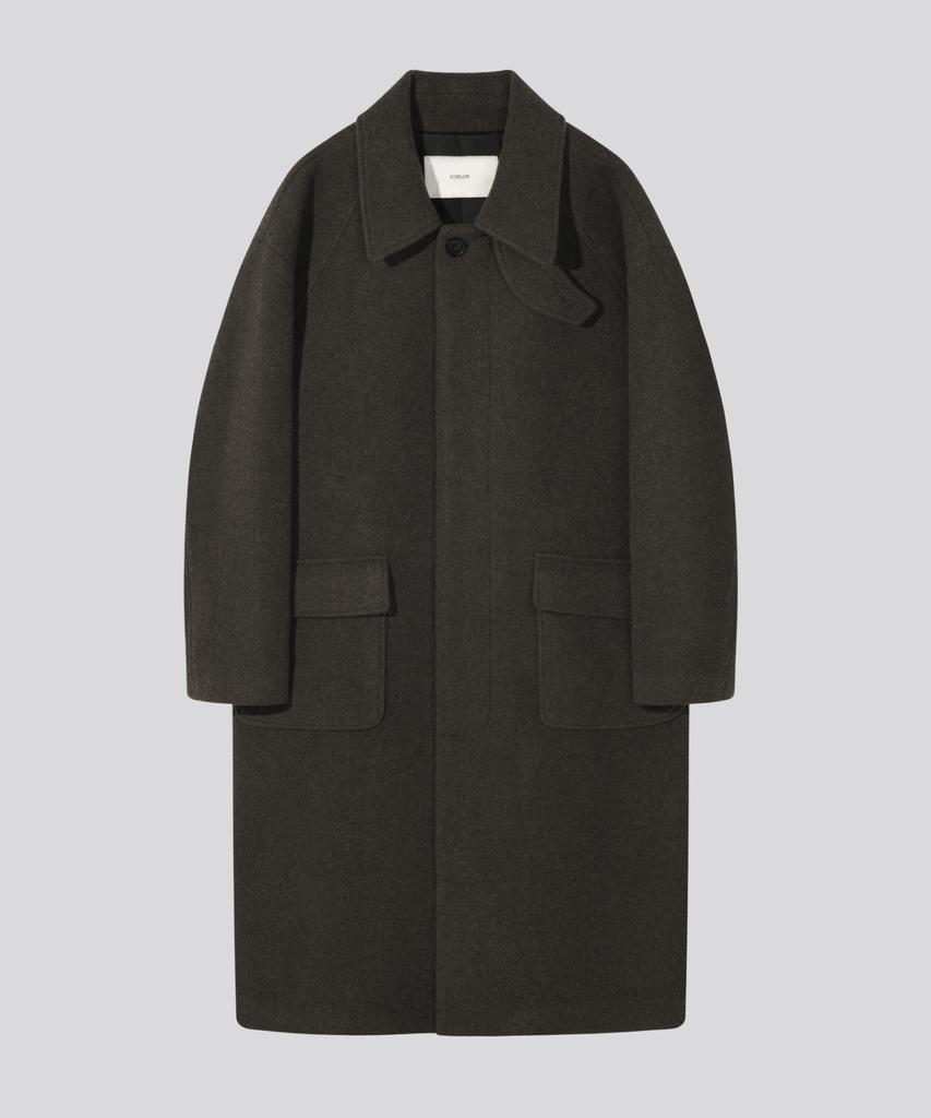 KIIMUIR [Drape Wool] Cashmere Blend Semi-Overfit Balmacaan Coat_Brown