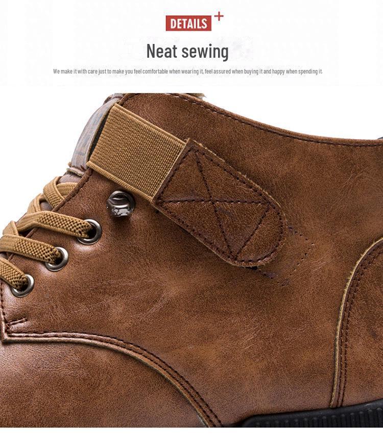 Herren Winter Plus Samt Verdickte Leder Schneestiefel - Rutschfest, Lässig, Outdoor Martin Stiefel.