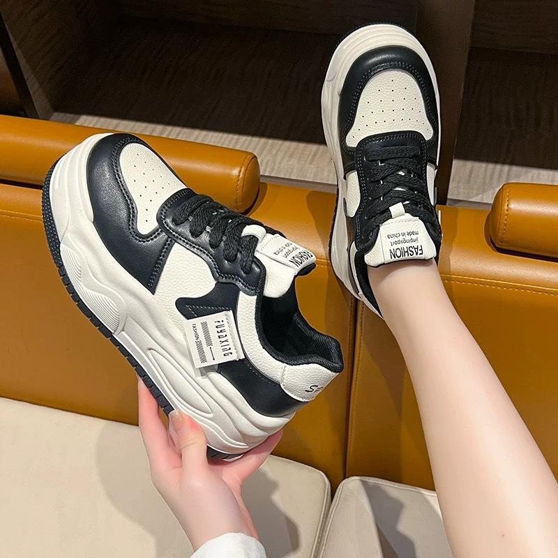 All-cowhide thick-soled mesh little white shoes for women in the summer of 2025, the new sports versatile explosion increases the breathable tide