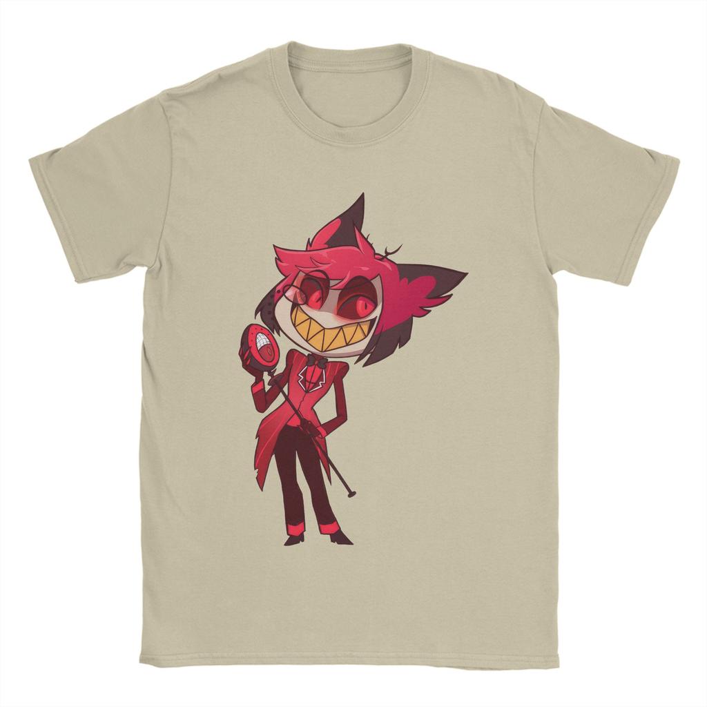 Men's Cartoon Alastor Hazbins Hotels T Shirts  Cotton Tops Vintage Short Sleeve Round Collar Tee Shirt Plus Size T-Shirts