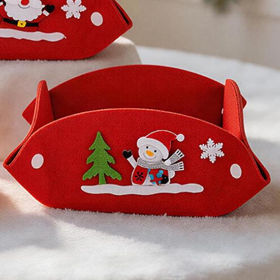 Christmas Foldable Candy Holder Tray, Non Woven Fabric Snacks Treats Storage Box for Holiday Party Supplies