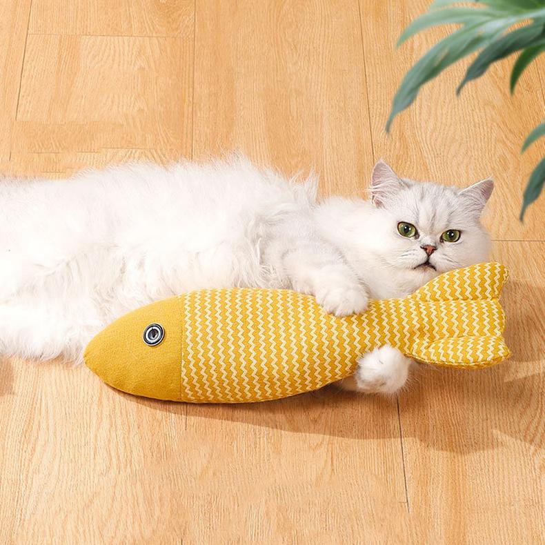 

Fish Shaped Cat Toy Linen Material Contains Catnip Chew Toy Cat Supplies S-22x9cm