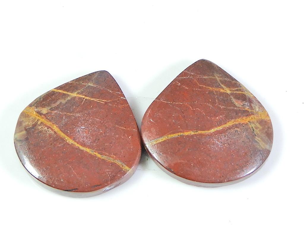 30Cts.Natural Red Jasper Matched Pair Pear Cabochon Gemstone 20X20X04 MM SK-235