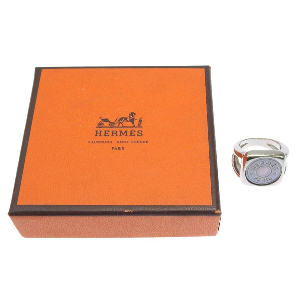 Hermes Corozo Serie Ring MODESCHMUCK Silber metallic/Muschel #5.1(US-Grösse) 9,8g Frauen Gebraucht