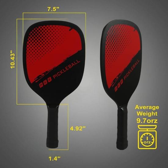 KNK Pickleball Paddle Set - Wood Fiber Paddle, 2 Outdoor Balls, Protective Cover (Sportster Red)