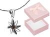 Short Silver Women's Necklace Flower With Red Zirconia Flower Choker 38