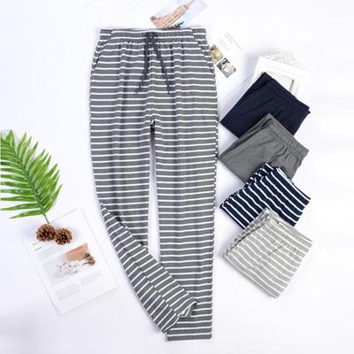 Dünne Pyjamahose für Herren, weich, athletisch, Kordelzug, dehnbar, Schlafhose, lockere Baumwoll-Jogginghose mit Taschen, atmungsaktiv, lässig, gestreift, Heimhose für Herren