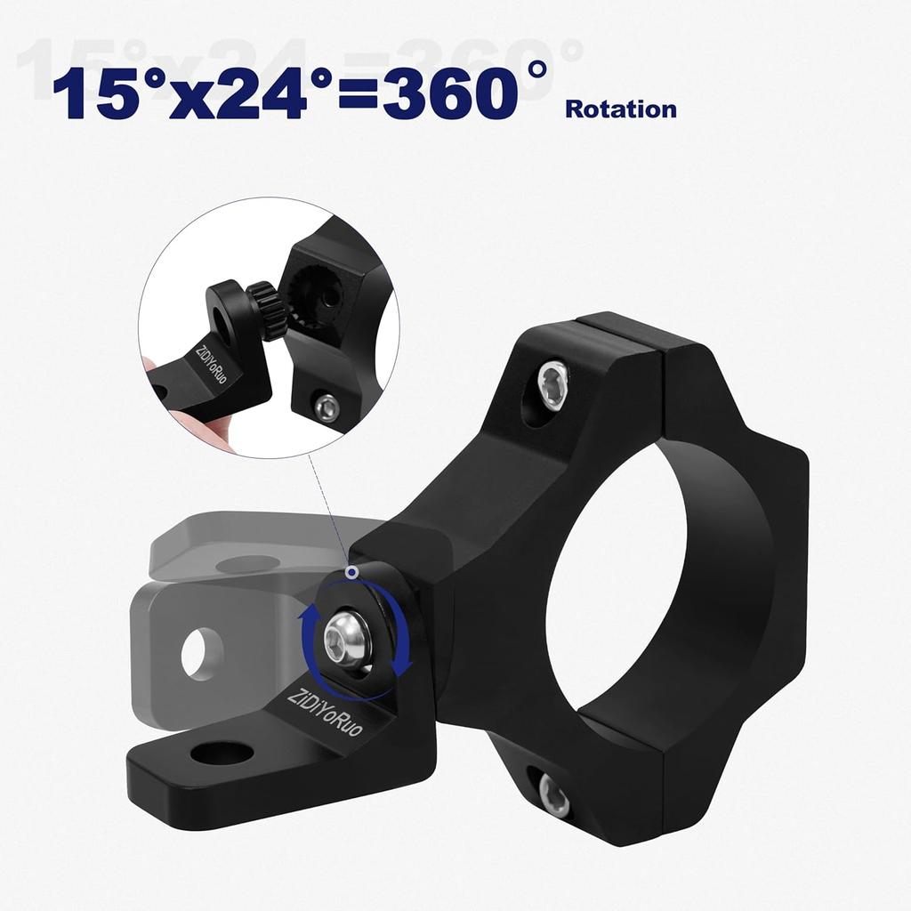 Light Bar Mounts For UTV/Jeep/Truck - Fits 1.75" To 2.25" Big Roll Bars | 24-Position For 360° Rotation, Aluminum Alloy Brackets Durable Holding LED