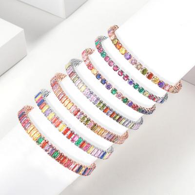 Pulseira feminina multicolorida zircônia cúbica pulseira feminina contas ajustáveis