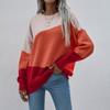 Women's Fall/winter Knit Fashion Loose Round Neck Striped Sweater