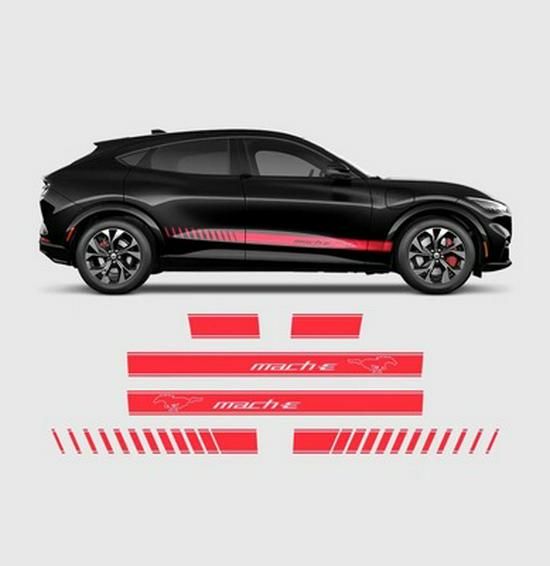 

Полная оклейка кузова Ford Mustang Mach-E, гоночные наклейки и наклейки на боковые юбки