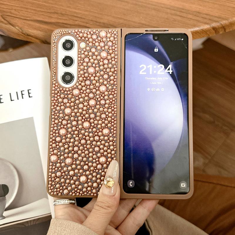 Suitable for Samsung ZFold6 Mobile Phone Case Full Screen Pearl Full Cover High End Protective Case Zfold5 Folding Mobile Phone Case 3
