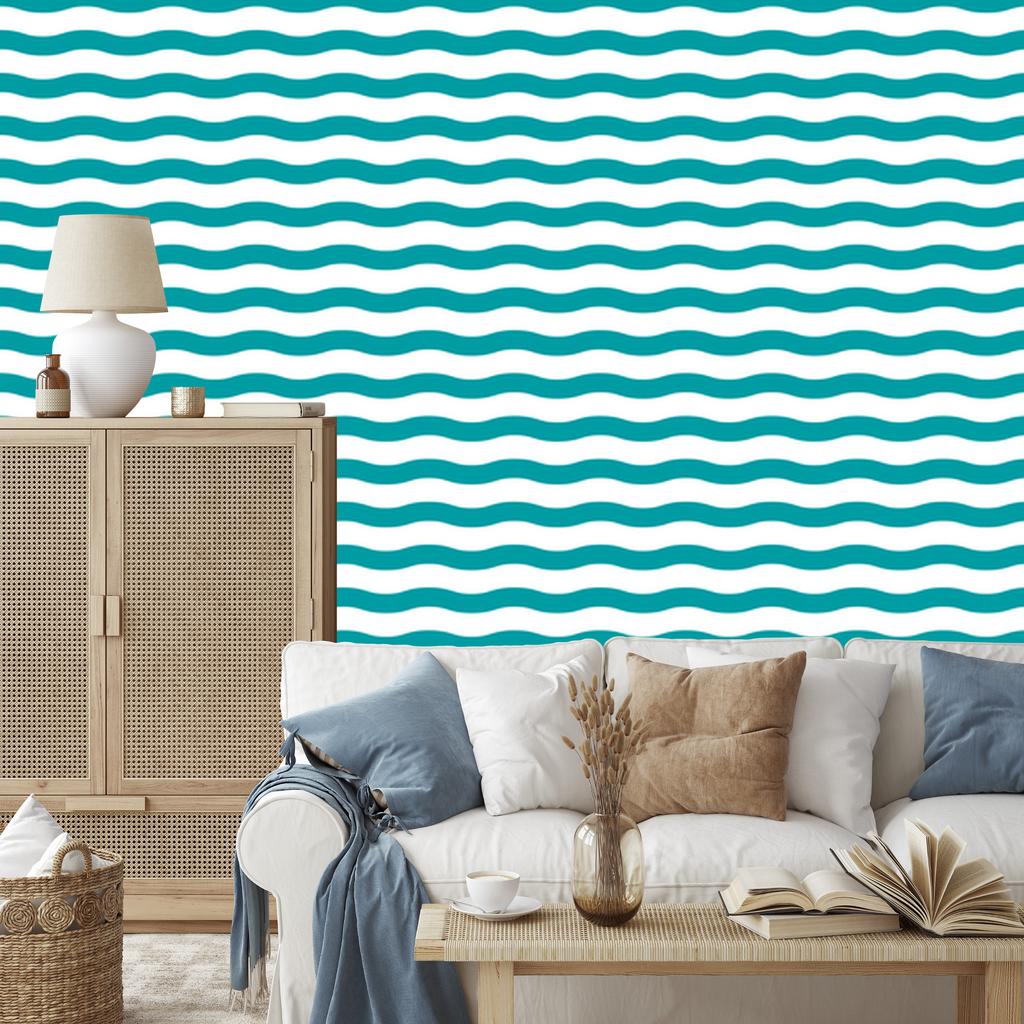 Wallpaper Stripes turquoise, top celadon for living room and bedroom 50x1000