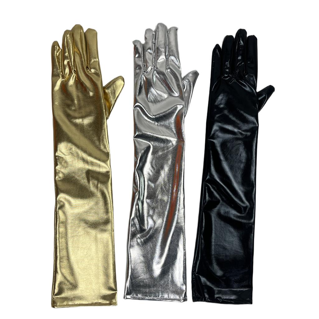 Ball Patent Leather Elastic Sexy Party Performance Gloves