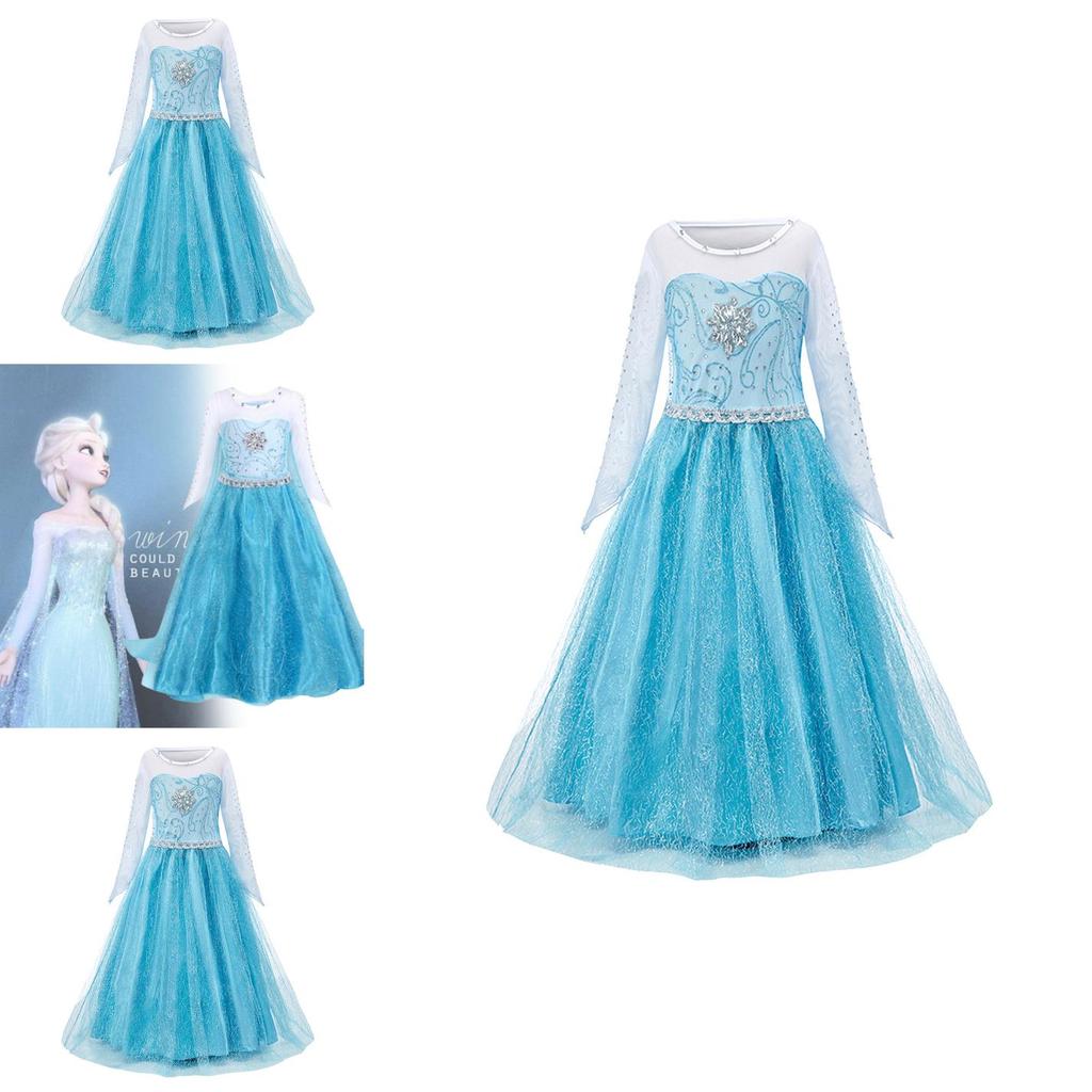 Elsa Princess Dress For Girls Halloween Costume Kids Fairy Tale Dress
