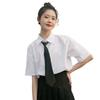 Ladies' White Short Sleeved Shirts Women's Summer Single Breasted Blouses with Tie Versatile College Style Girls' Chic Bottom
