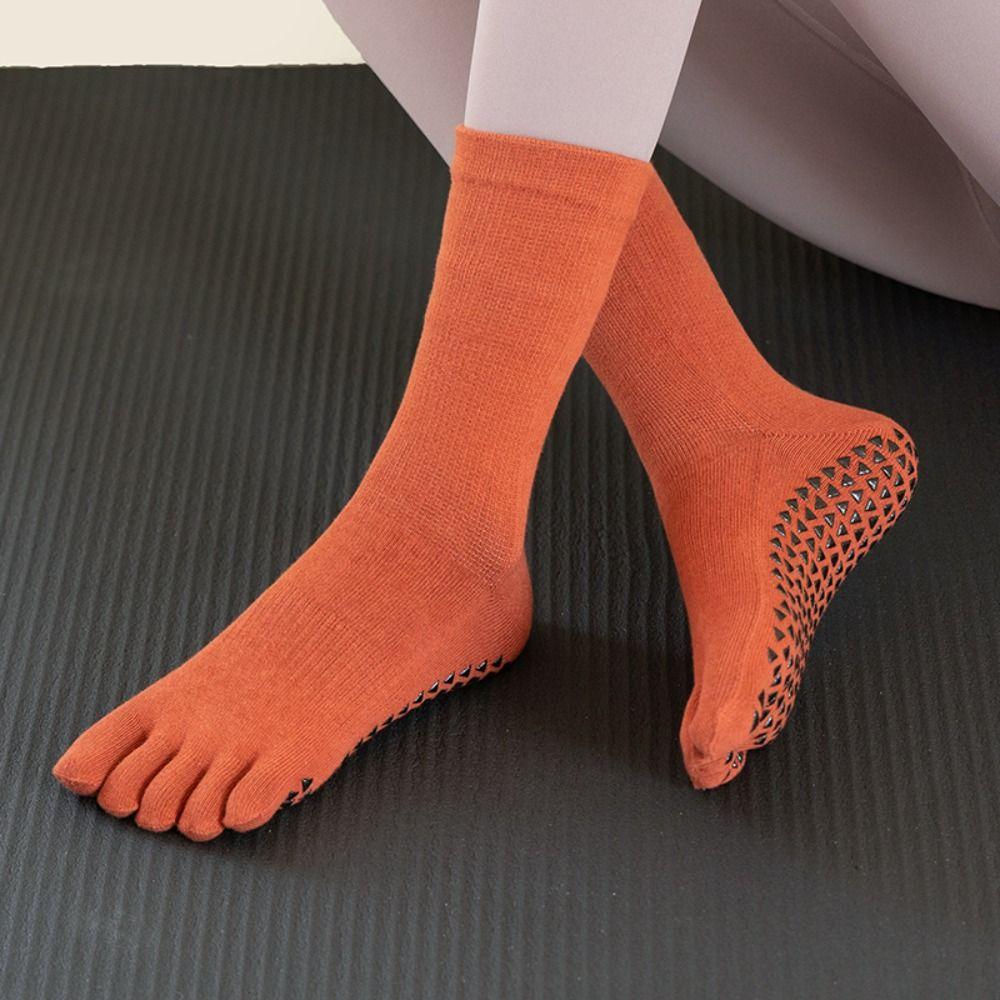 Professional Anti-slip Yoga Socks Silicone Grip Sport Stockings Cotton Compression Fit Long Tube Socks Pilates Training