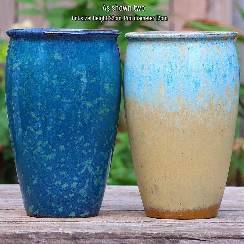 Handmade Vintage Coarse Pottery Large Succulent Planter, Breathable Purple Clay Flower Jar