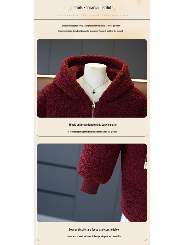 2025 Fashionable Sherpa Coat for Middle-aged & Elderly Women - Stylish, Cotton-Padded Jacket
