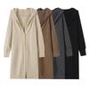 Gilet Cardigan Tricoté Surdimensionné à Capuche Manches Longues Épais Chaud Manteau Femme Automne Hiver 2026 Coupe Ample