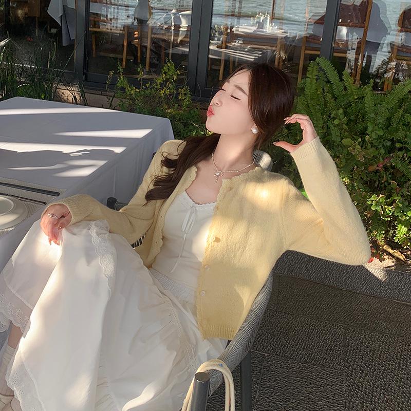 

Spring 2025 Unique Yellow Knit Cardigan - Flattering Women s Outerwear One Size