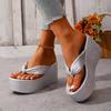 Fashion Gold Silver Chunky Platform Flop Flops Women 2026 Summer Clip Toe Thick Sole Wedge Sandals Plus Size 43 Beach Slippers