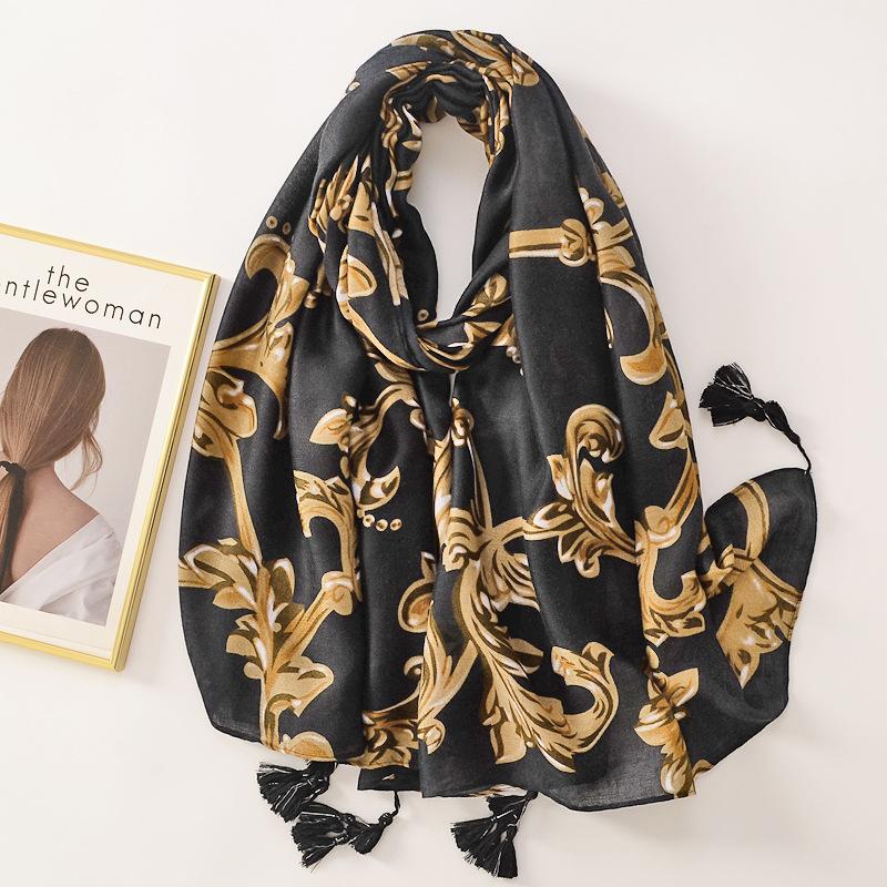 Women Luxury Brand Viscose Scarf Butterfly Floral Tassel Shawls Autumn Winter Wrap Pashmina Stole Muslim Hijab Sjaal 180*90Cm