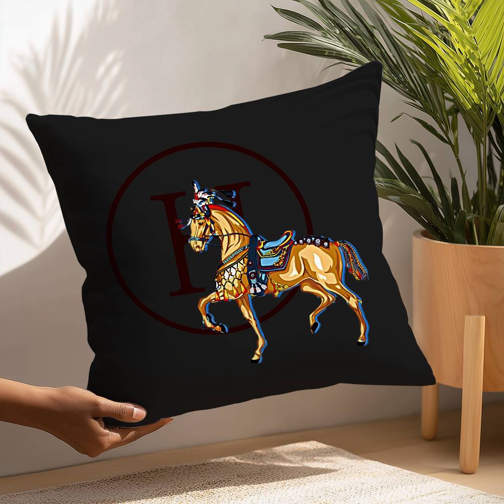 Luxury Horse Pillow Case Plush Fabric Soft  Pillowcase Double Sided Print Cushion Cover Household Gifts