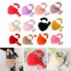 Women's Heart Shaped Faux Fur Wallet Purse Chain Shoulder Bag Winter Tote Purse Messenger Satchel