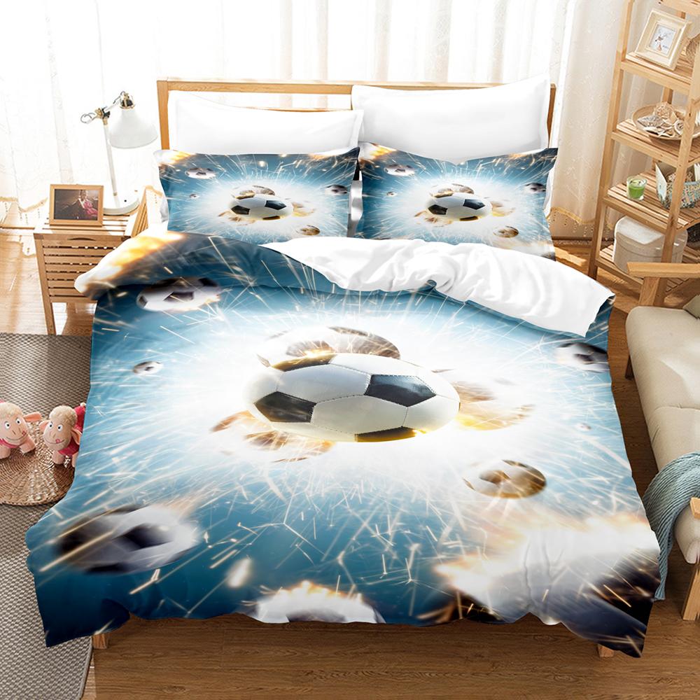 Dekbedovertrek 210x210 Print Football Teenagers Duvetcover&2pcs Pillowcase Single Double Size Super Comfortable Bedding Set