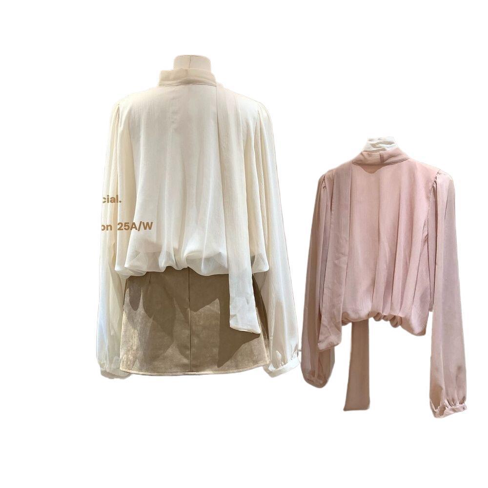 Elegantes Patchwork-Spitzenhemd mit V-Ausschnitt und langen Ärmeln für Damen – Herbst 2025 Mode