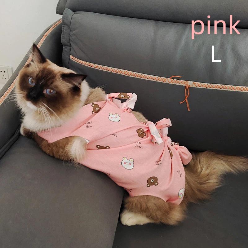 Adjustable Cat Recovery Suit Breathable Post Surgery Wear for Weaning Medicine Feeding Anti-Licking 