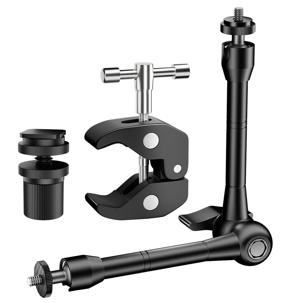 EMART Magic Arm Super Clamp Camera Clamp Camera Camera Webcam Screw Compatible with Lighting Mirrorless LED Light and Motorcycle Mount, 360° Rotation,