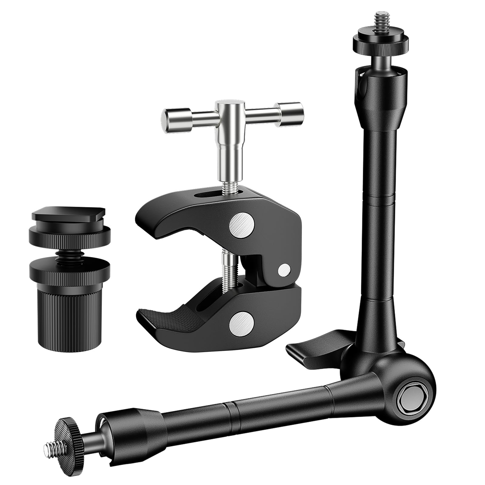 

EMART Волшебная рука Супер зажим Зажим для камеры Камера Камера Веб-камера Винт Совместим с Освещением Беззеркальный Светодиодный свет и Крепление для мотоцикла, Вращение на 360°, чёрный