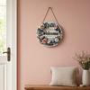 Spring Flower Wreath Welcome Sign, Independence Day Patriotic Hanging Plaque, Round Wooden Door Hanger Decoration for Indoor Outdoor