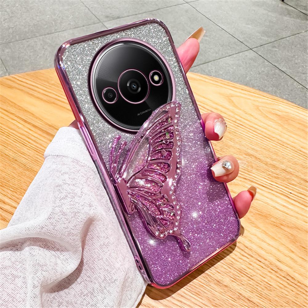 Gradient Butterfly Quicksand Phone Case For Xiaomi Redmi 9A 9C 10A 10 10C 12 13 4G 12C 13C 4G 13C 5G A3 A1 A2 Plus Soft Cover