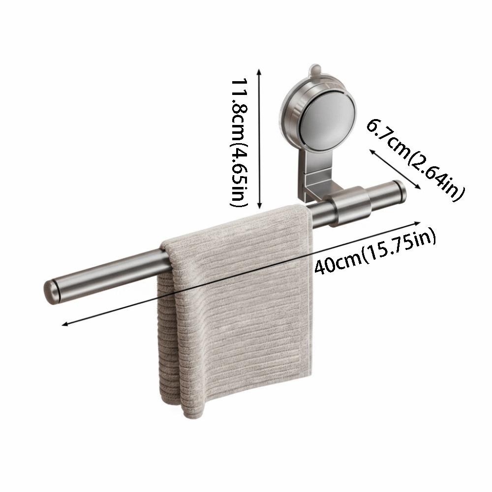 Punch-free No-Drill Towel Bar Cream Style Bathroom Hanging Rod Suction Cup Towel Rack  Wall Mounted