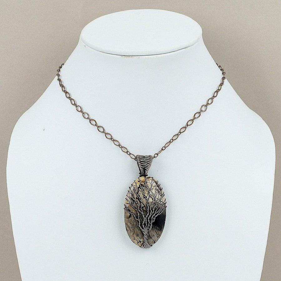 Plume Root Jasper Handmade Copper Wire Wrap Jewelry Pendant 2.56" K4e07