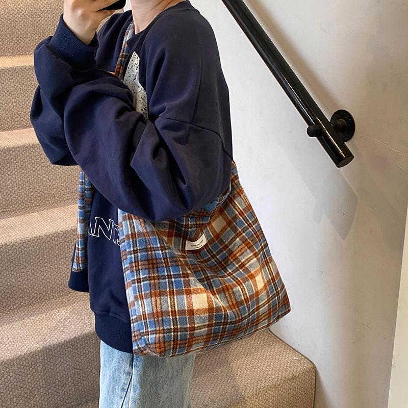 

Осенняя мода универсальная шерстяная клетчатая сумка через плечо ретро леопардовый принт портативная дорожная холщовая сумка женская повседневная сумка-тоут 41*11*33