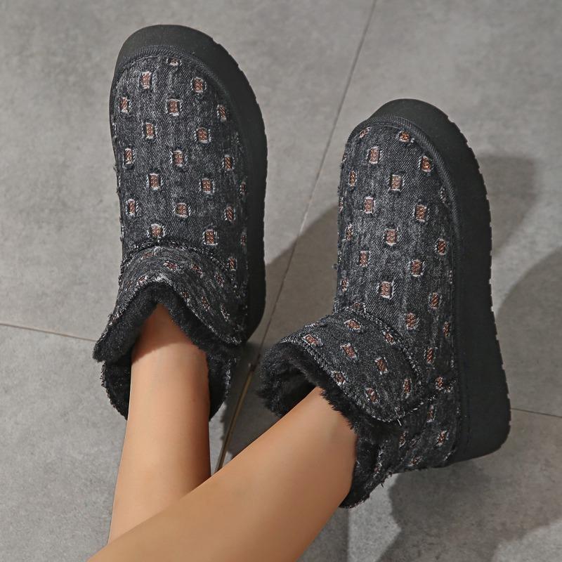 thick-soled snow boots women's winter new fur integrated cotton shoes plush warm cotton boots